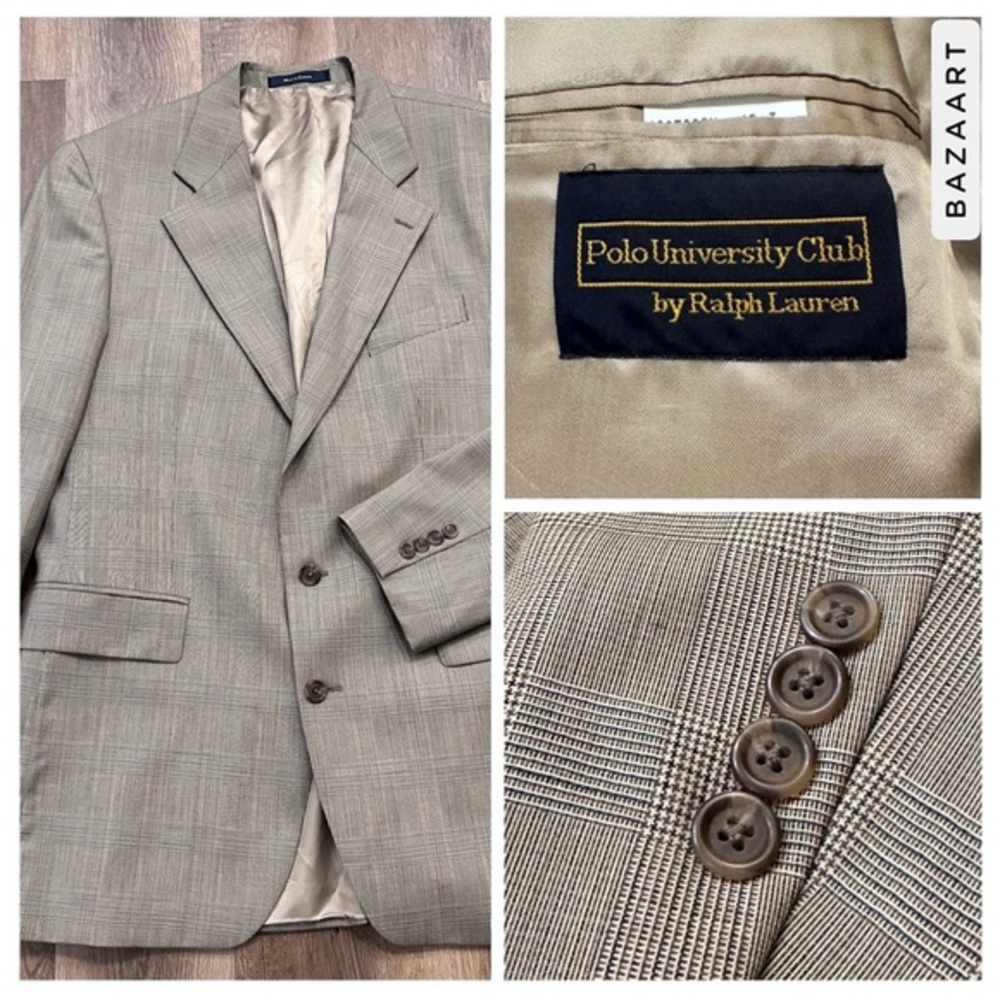 Vintage Polo University Mens Blazer Sport Coat‎ Casual Jacket Size 43T Wool Suit